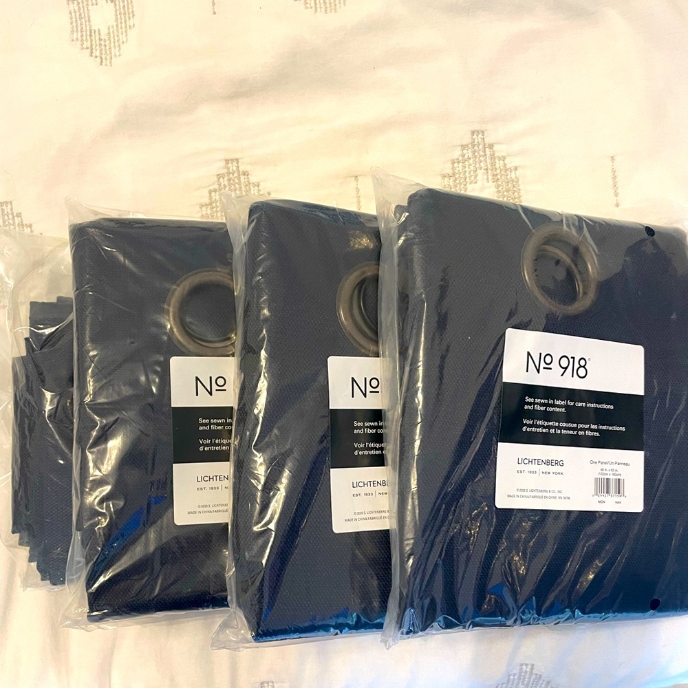 New 4 navy blue curtain panels